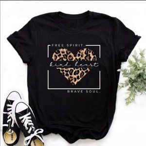 Black Kind Heart Printed T-shirt